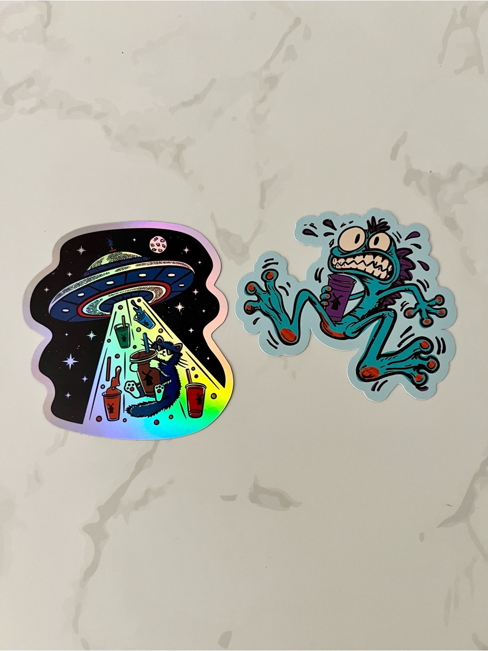 Dutch Bros Sticker Bundle - UFO & Second Chance Over Caffeinated Lizard Stickers